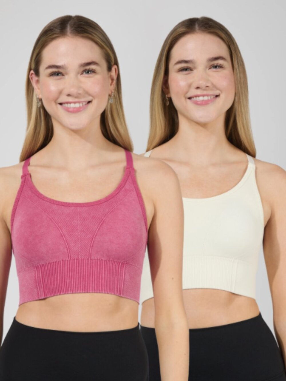 NWT 90 Degree by Reflex 2 PK Stone Washed Seamless Verta Textured Bra Large $58
